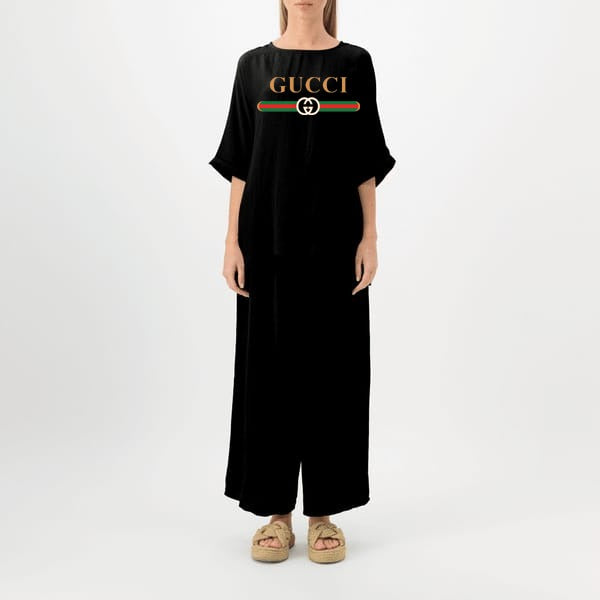 GUCCI Logo Printed  Deep Black Top & Palazzo