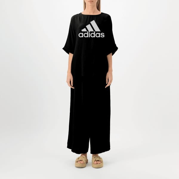 (Line ) ADIDAS Logo Printed  Deep Black Top & Palazzo