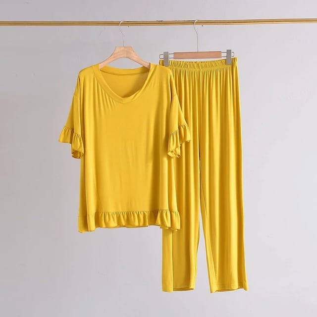 PLAIN Yellow  FROCK  ( Top & Palazzo )