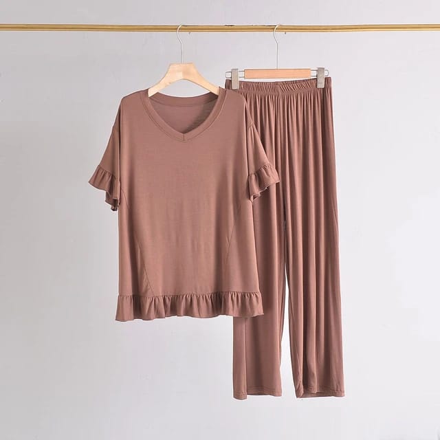 Plain Brown Frock ( Top & Palazzo )