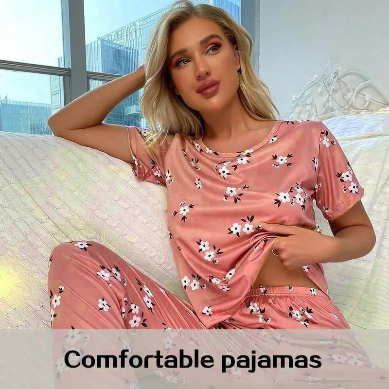 Peach Pink Flowers  Printed   ( PJ'S Night Dress )