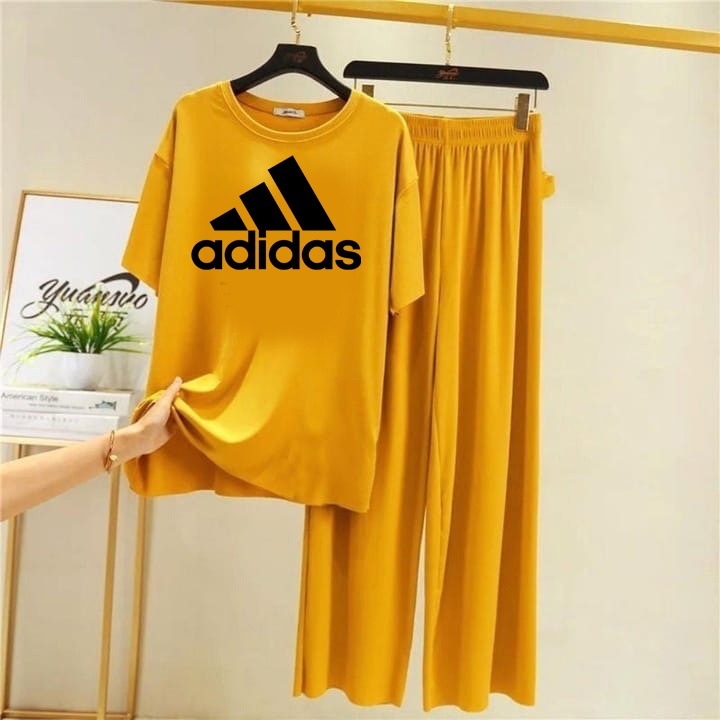 (line )ADIDAS   Logo Printed  Yellow  Top & Palazzo