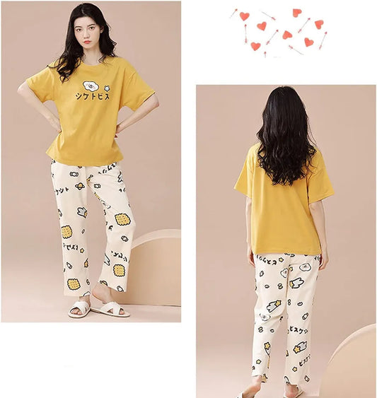 YELLOW EMOJI PRINTER  Nightwear ( PJ'S Night Dress )