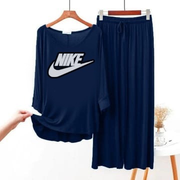 NIKE Logo Printed  NAVY BLUE FULL SLEEVE Top & Palazzo