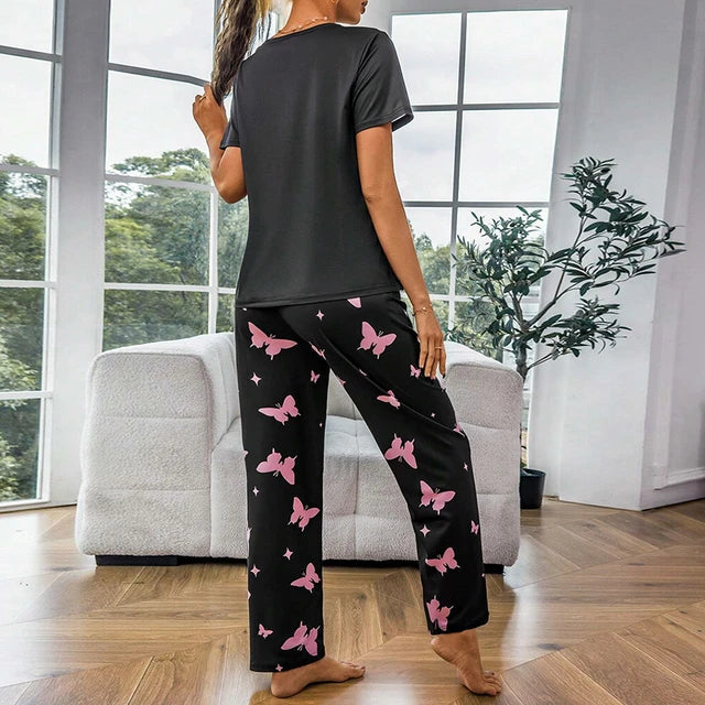 Black Love Butterfly Nightwear ( PJ'S Night Dress )