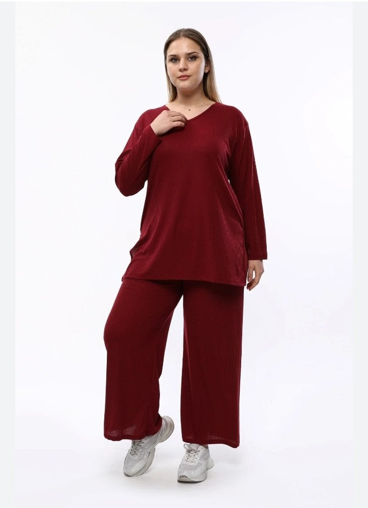 Plain Maroon   Palazzo Style Pajama Full Sleeves