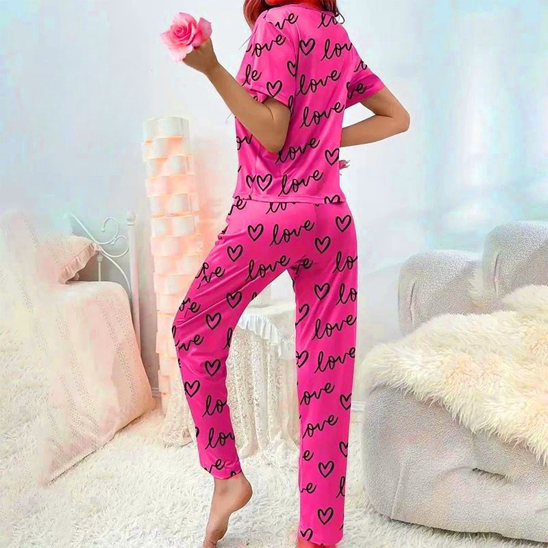 Pint Heart & Love  Printed   ( PJ'S Night Dress )