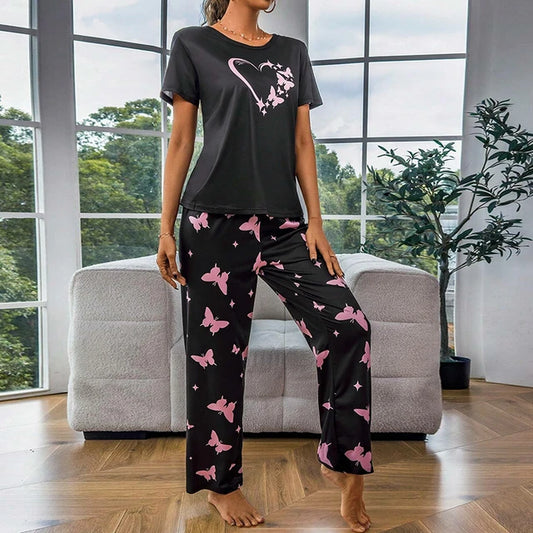 Black Love Butterfly Nightwear ( PJ'S Night Dress )