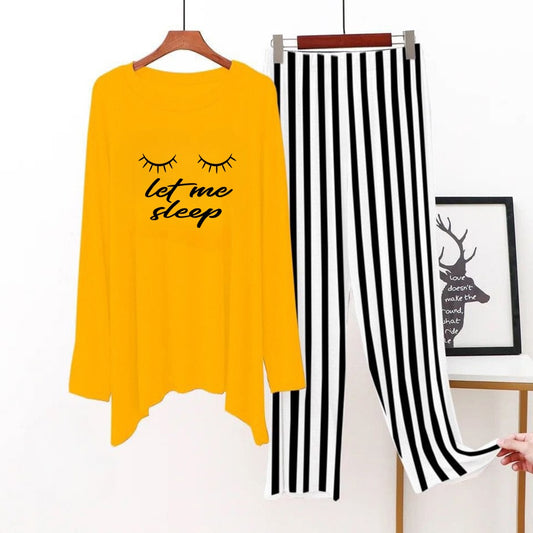 Yellow (let me sleep) Printed Shirt With Lining Trouser