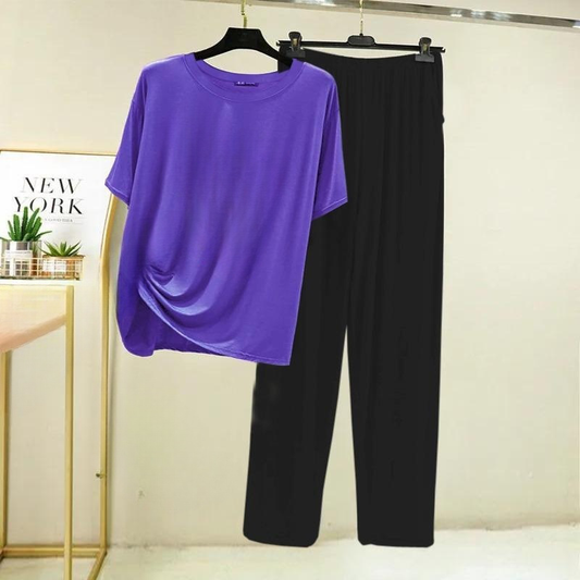 Plain Purple shirt & Trouser Ladies Night Dress