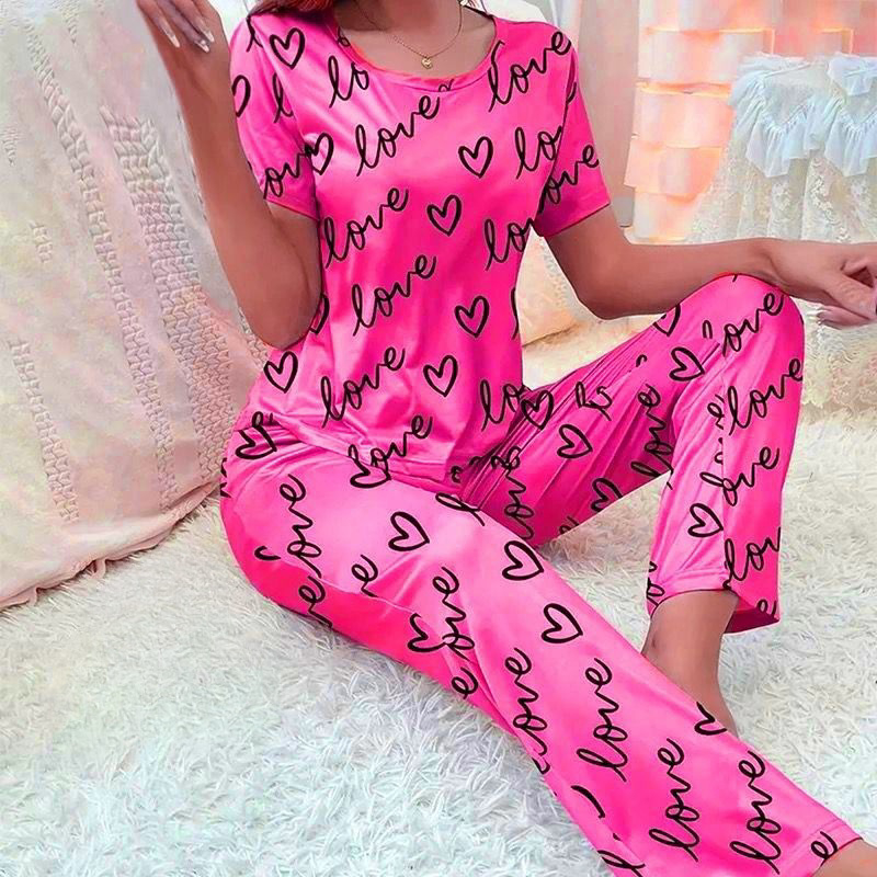 Pint Heart & Love  Printed   ( PJ'S Night Dress )