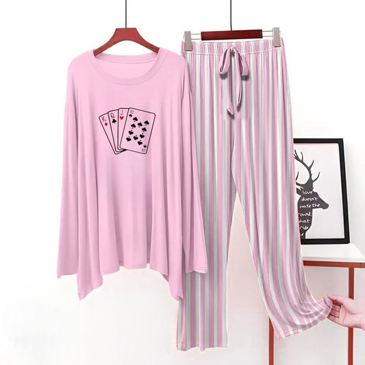 Pink (Playing Card ) Printed Shirt With Lining Trouser