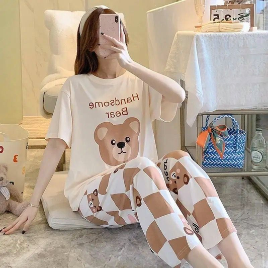 Handsome Bear Printed   ( PJ'S Night Dress )