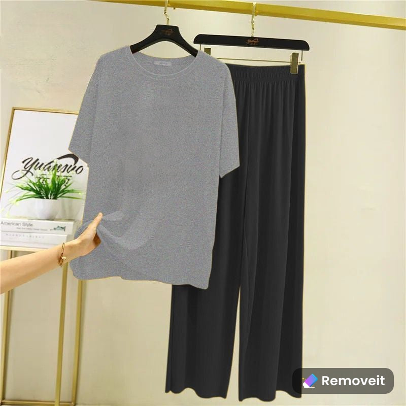 Plain Grey Shirt with Black Trouser Ladies Night Dress