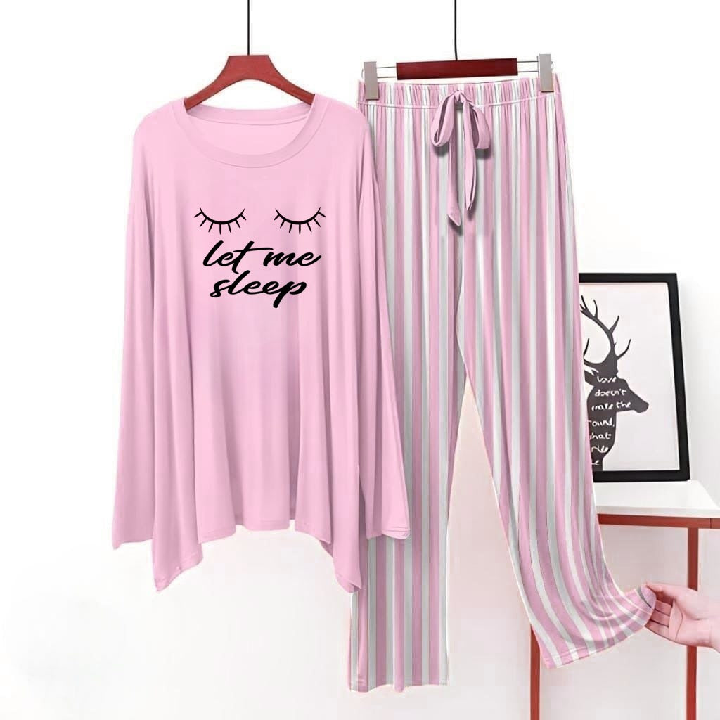 Pink (let me sleep) Printed Shirt With Lining Trouser