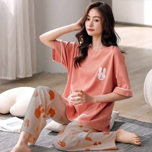 Hello Bunny Printed Ladies Night Dress ( PJ'S Night Dress )