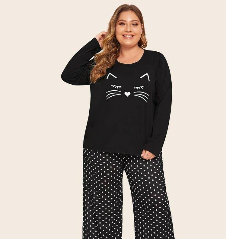 BLACK MEOW ( PJ'S Night Dress )