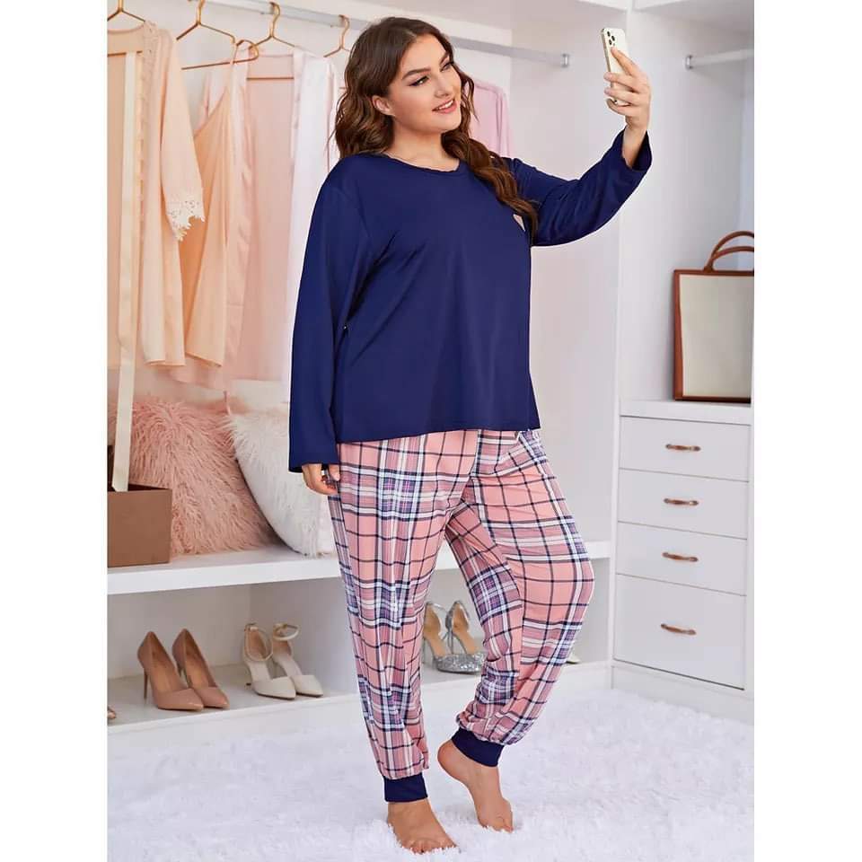 BLUE PINK CHECK STYLE ( PJ'S Night Dress )