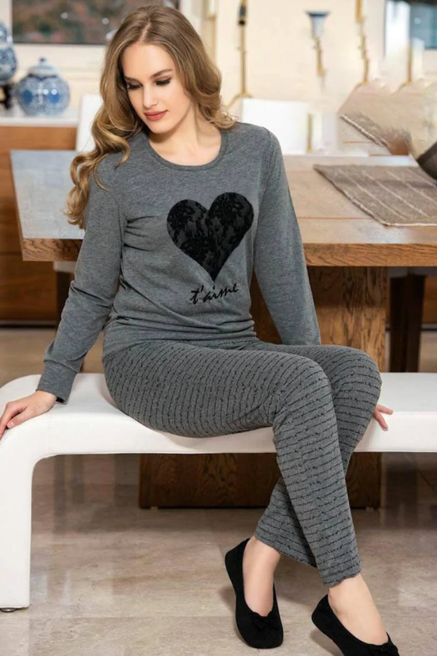 BLACK GRAY HEART ( PJ'S Night Dress )