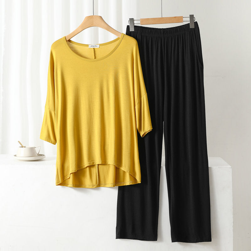 Plain Yellow with Black Palzoo night Dress